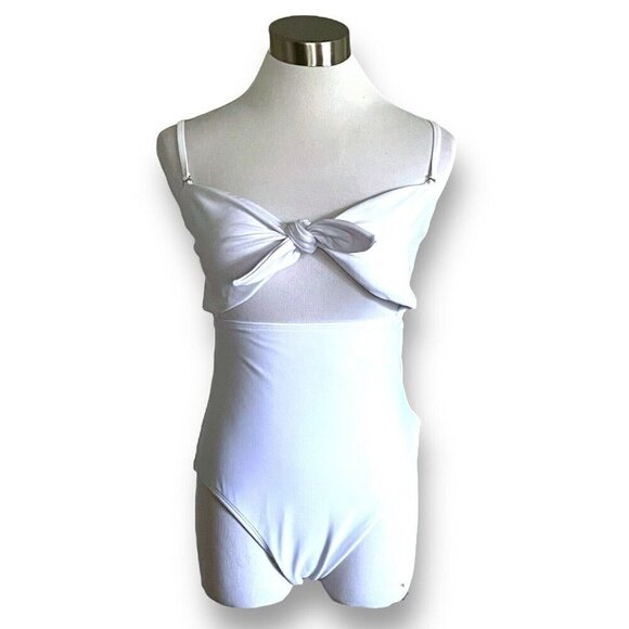 Aava Womens Valentina Swimsuit Sz Large White Front Tie One Piece Bandeau Beach - Picture 8 of 14